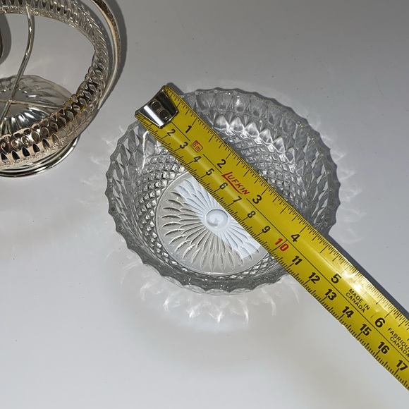 Vintage Mayell Glass Condiment Serving Dish in Silver Plated Basket Holder - Picture 5 of 6